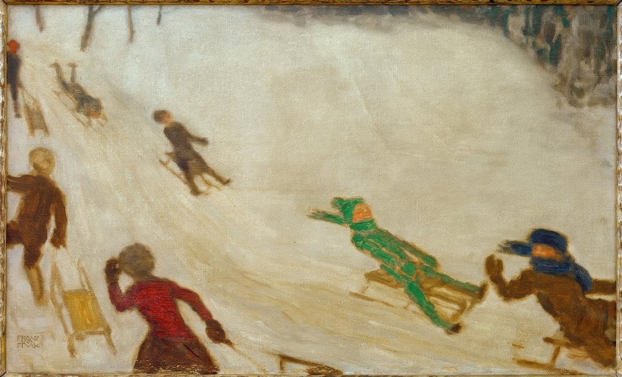 Kälkeåkning barn av Franz von Stuck