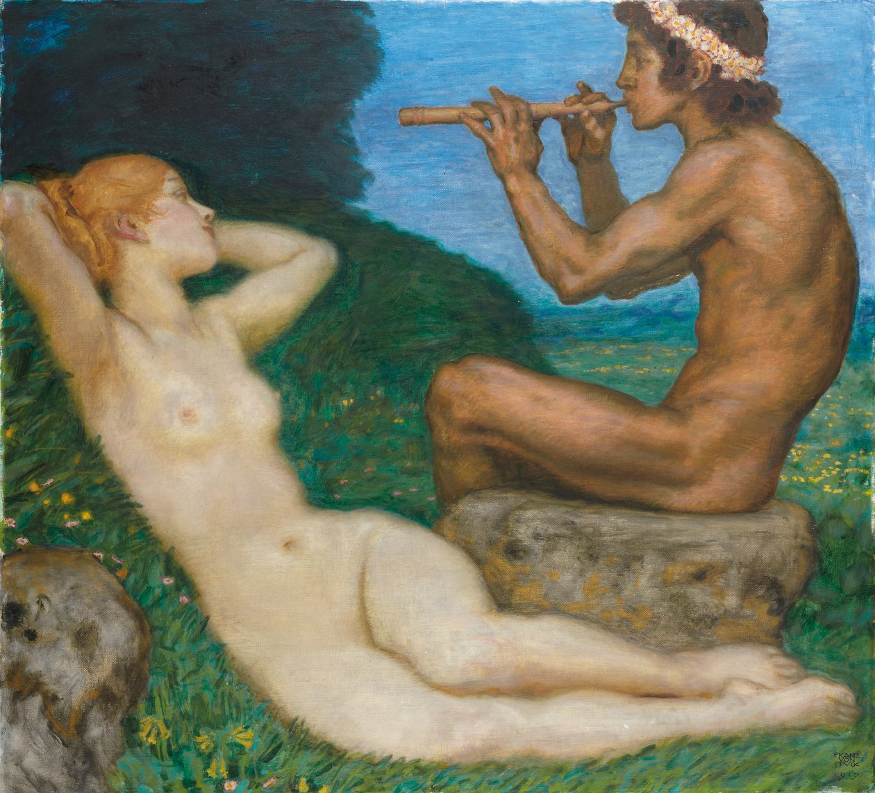 Vårkärlek; Liebesfr?hling, 1917 av Franz von Stuck