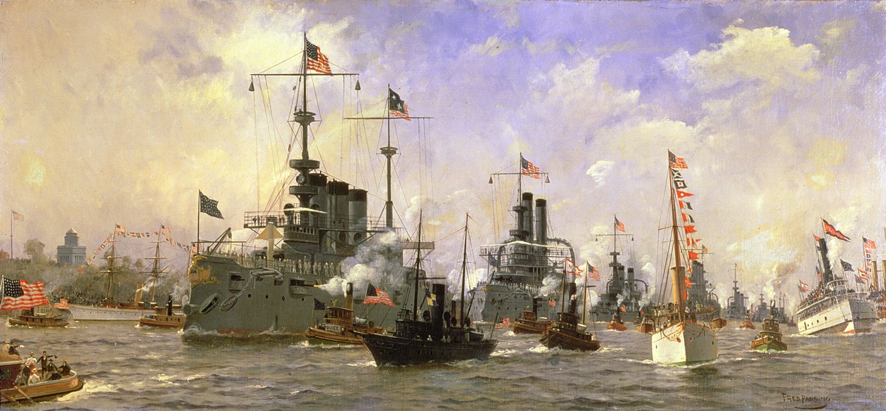 Naval Parade, hölls för att hedra befälhavaren George Dewey (1837-1917) 1898 av Fred Pansing