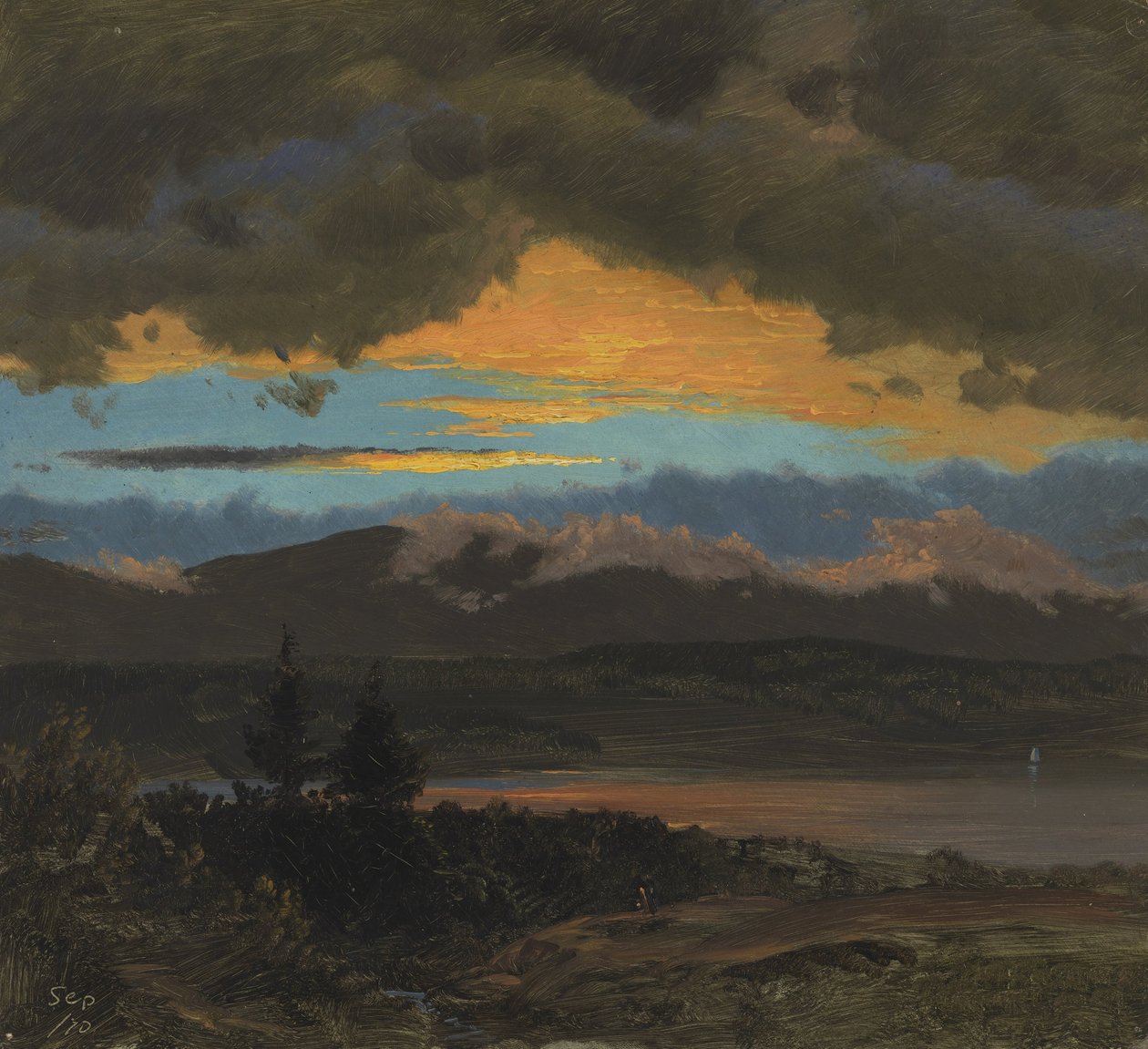Solnedgång över Hudson Valley, New York av Frederic Edwin Church