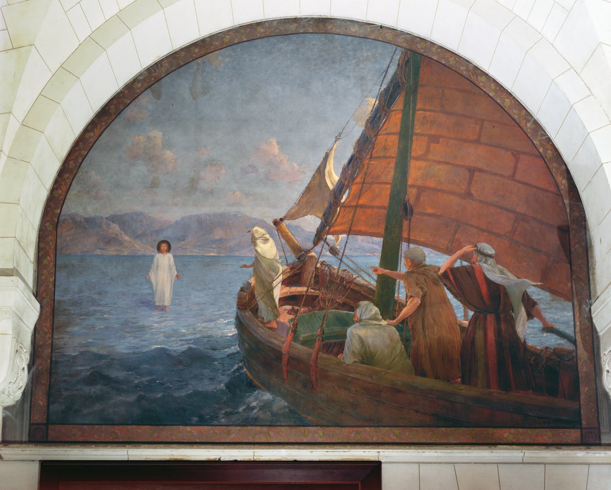 Kristus går på vattnet, 1917 av Frederic Montenard