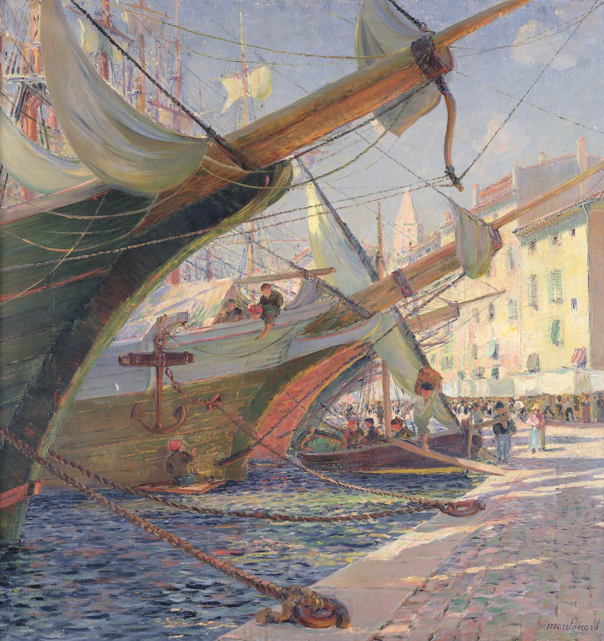 Vy över en hamn i Medelhavet, 1913 av Frederic Montenard