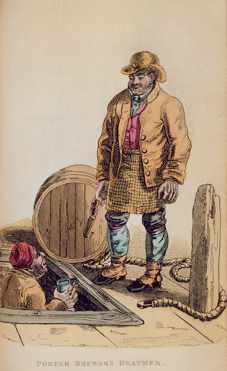 The Porter Brewers Drayman från Ackermanns "World in Miniature" av Frederic Shoberl