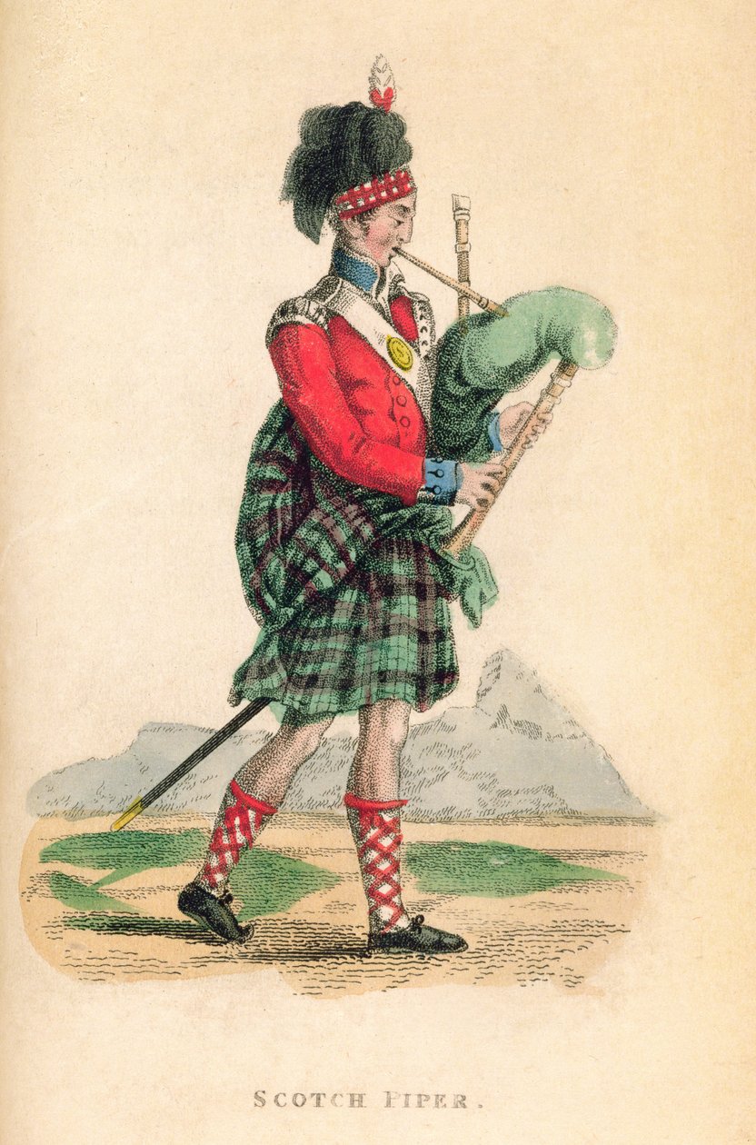The Scotch Piper från Ackermanns "World in Miniature" av Frederic Shoberl