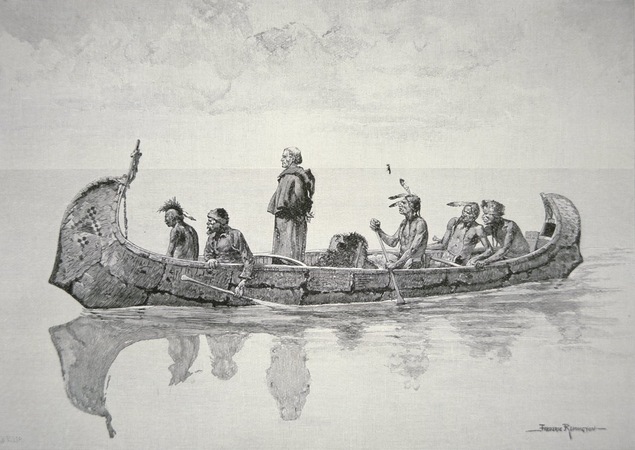 Missionären (litho) av Frederic (after) Remington