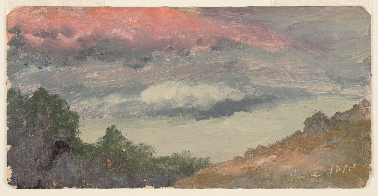 Moln över kyrkans gård, Hudson N.Y. av Frederic Edwin Church