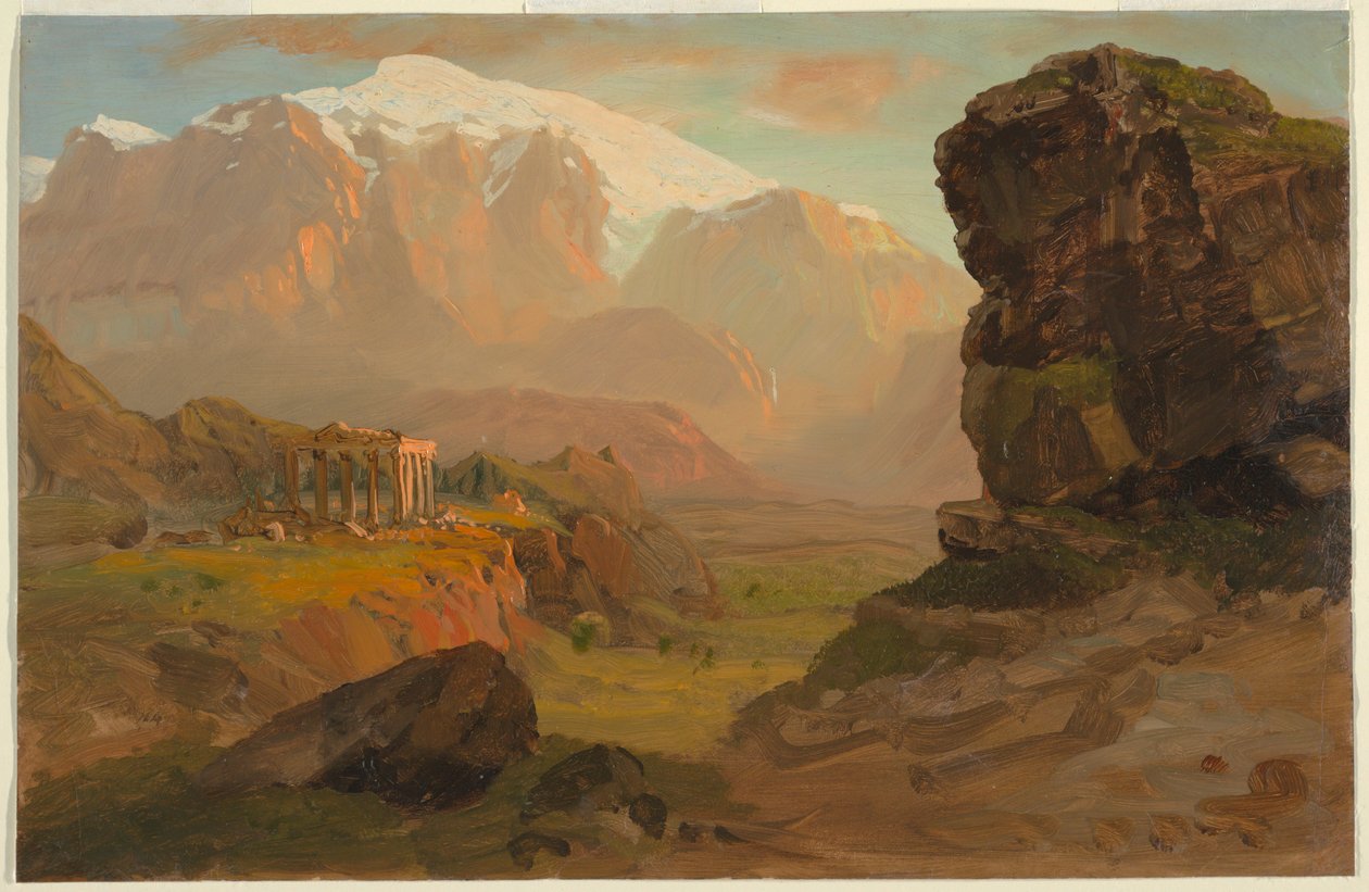 Teckning, Bashan Fantasy, april 1869 av Frederic Edwin Church