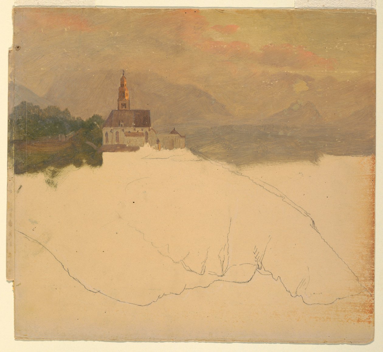 Teckning, Bavarian Landscape, 1868 av Frederic Edwin Church