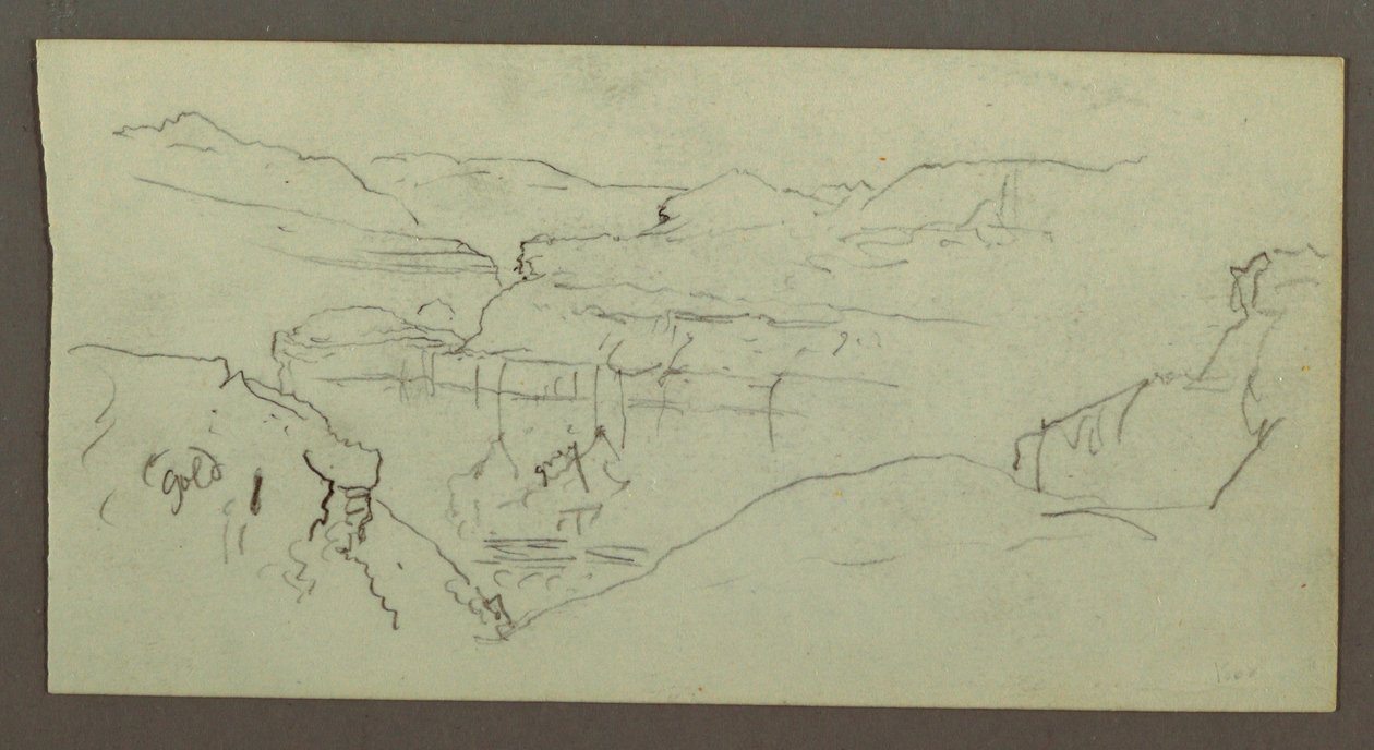 Teckning, Canyon, möjligen 1868 av Frederic Edwin Church