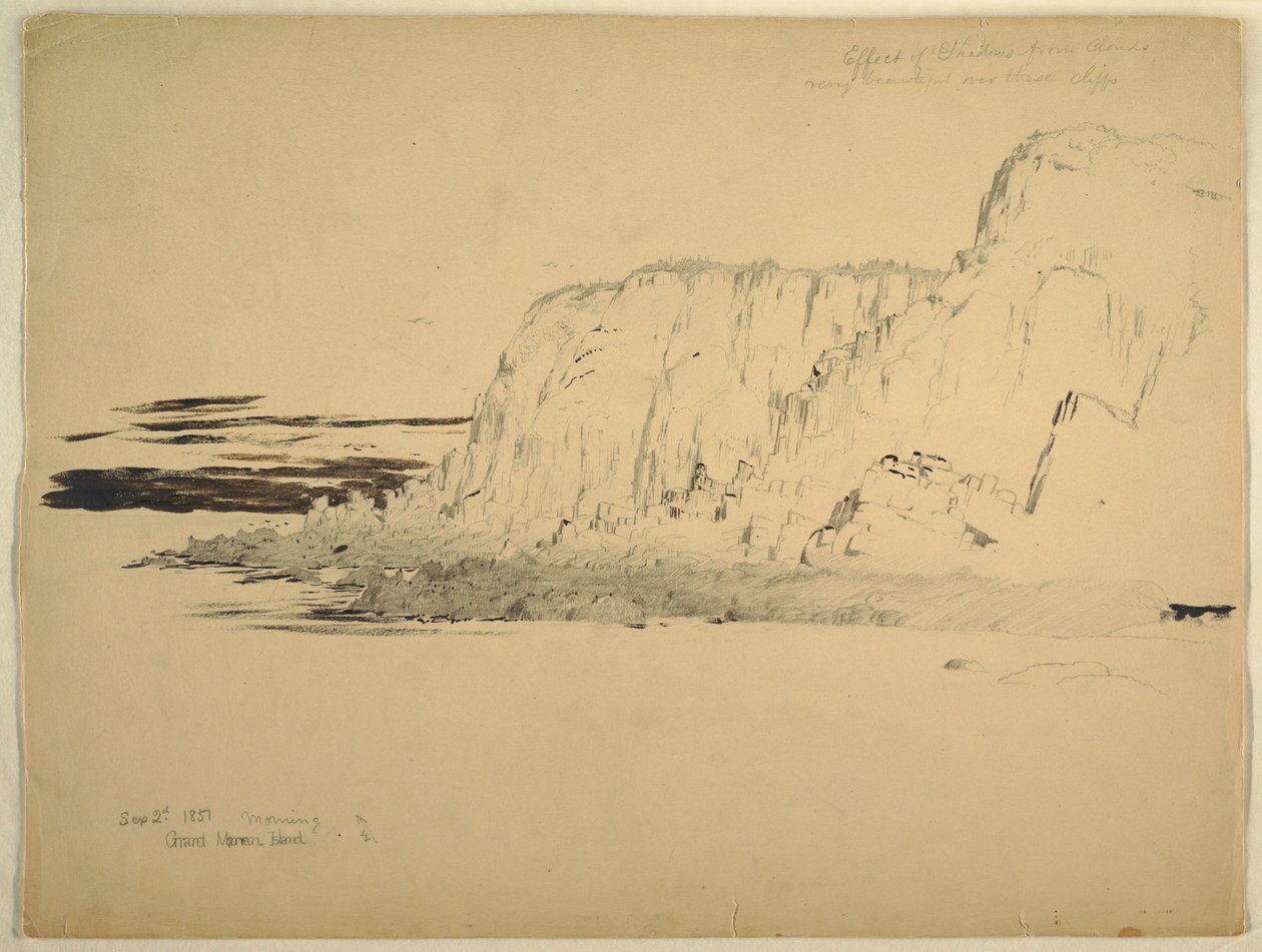 Ritning, Cliffs, september 1851 av Frederic Edwin Church