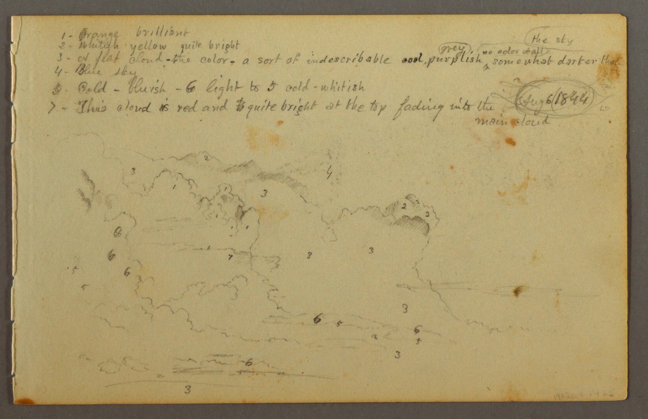 Teckning, Molnstudie, 1844 av Frederic Edwin Church