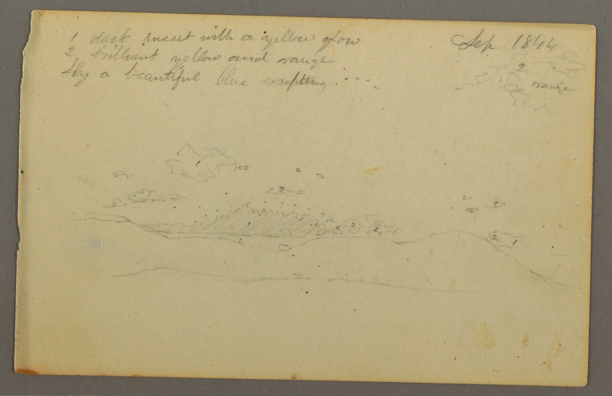 Teckning, Molnstudie, bergssluttning, 1844 av Frederic Edwin Church