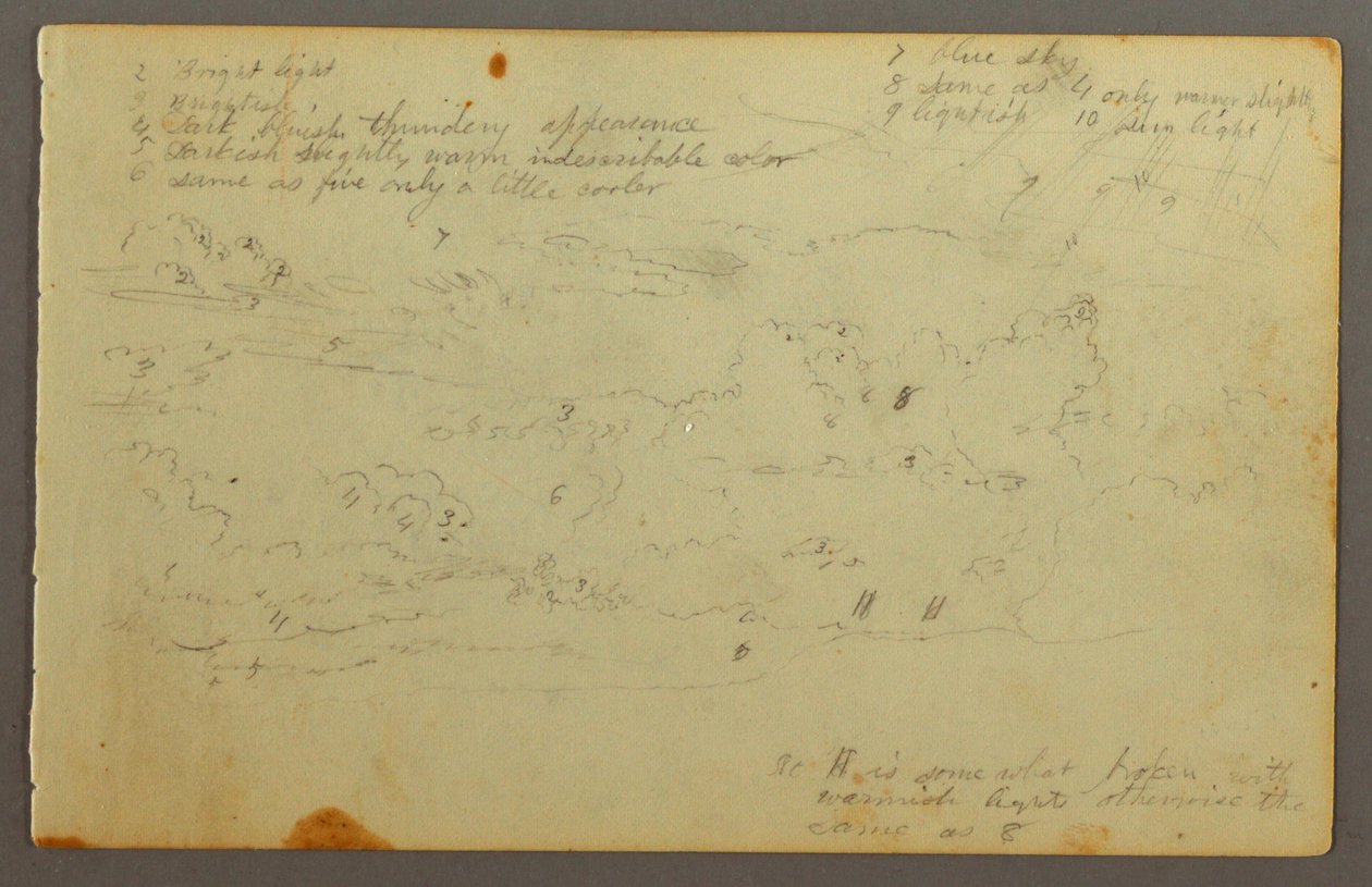 Teckning, Molnstudie, möjligen 1844 av Frederic Edwin Church