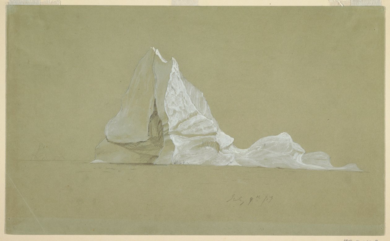 Teckning, flytande isberg, 9 juli 1859 av Frederic Edwin Church