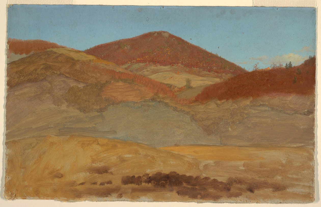 Teckning, Kuperat landskap, höst, 1870-80 av Frederic Edwin Church