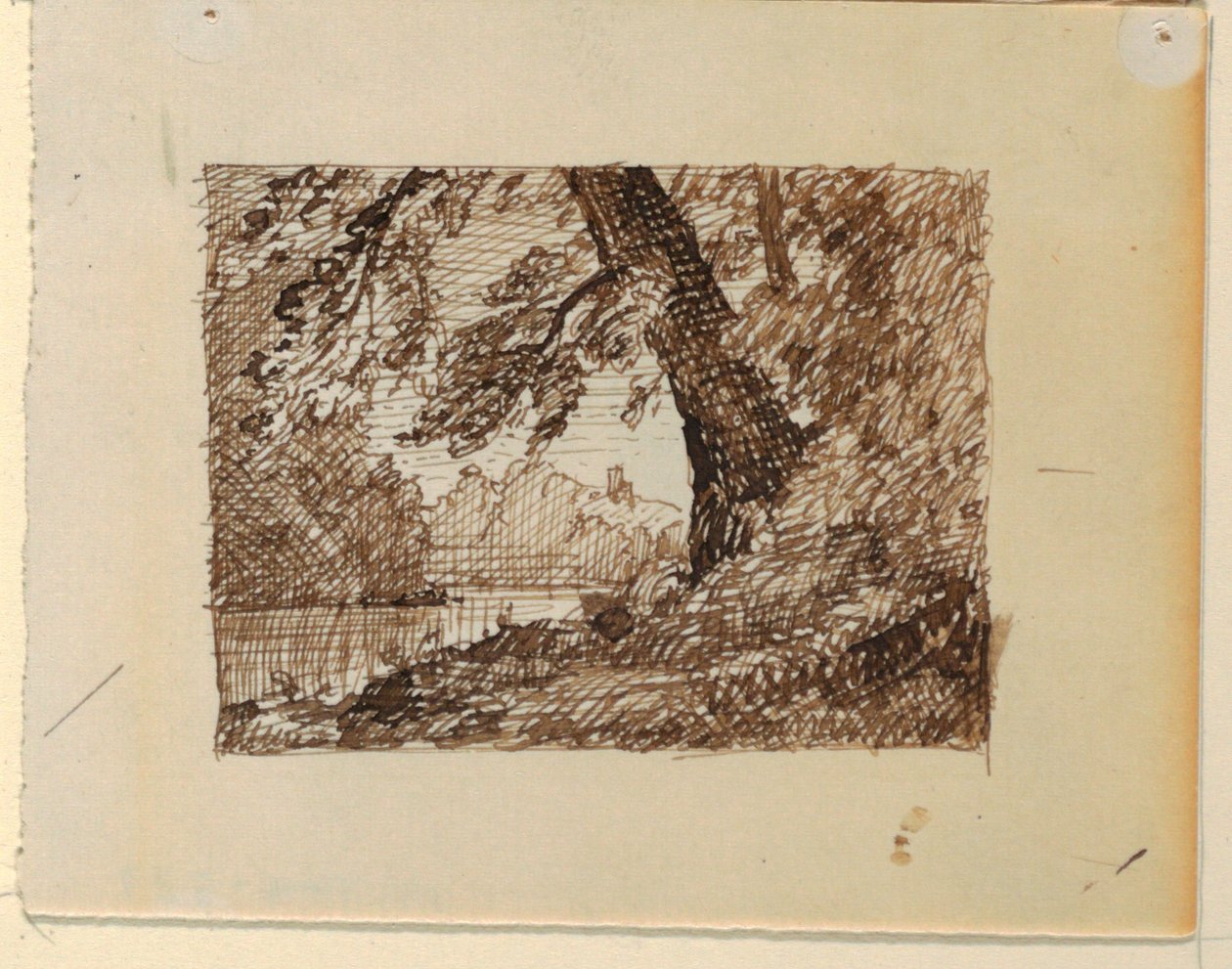 Teckning, Imaginärt flodlandskap, ca 1870-73 av Frederic Edwin Church