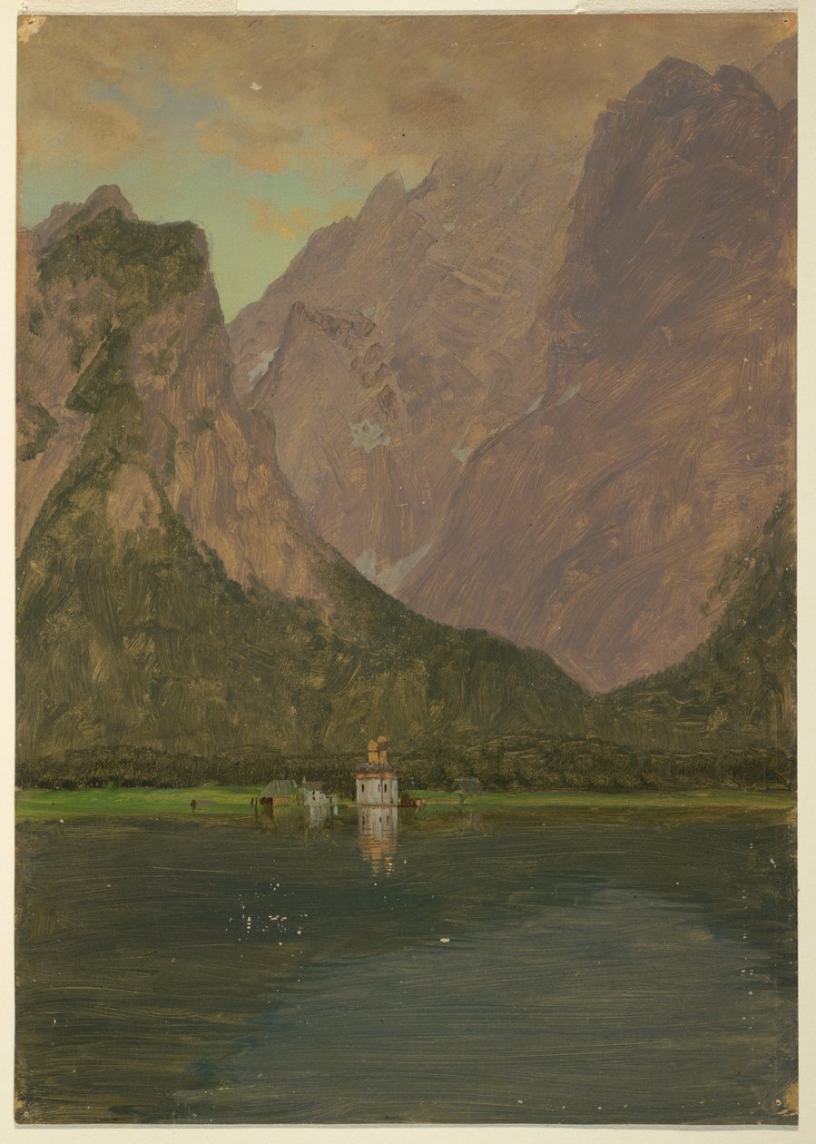 Teckning, Koenigsee, nära Berchtesgaden, Bayern, 1868 av Frederic Edwin Church