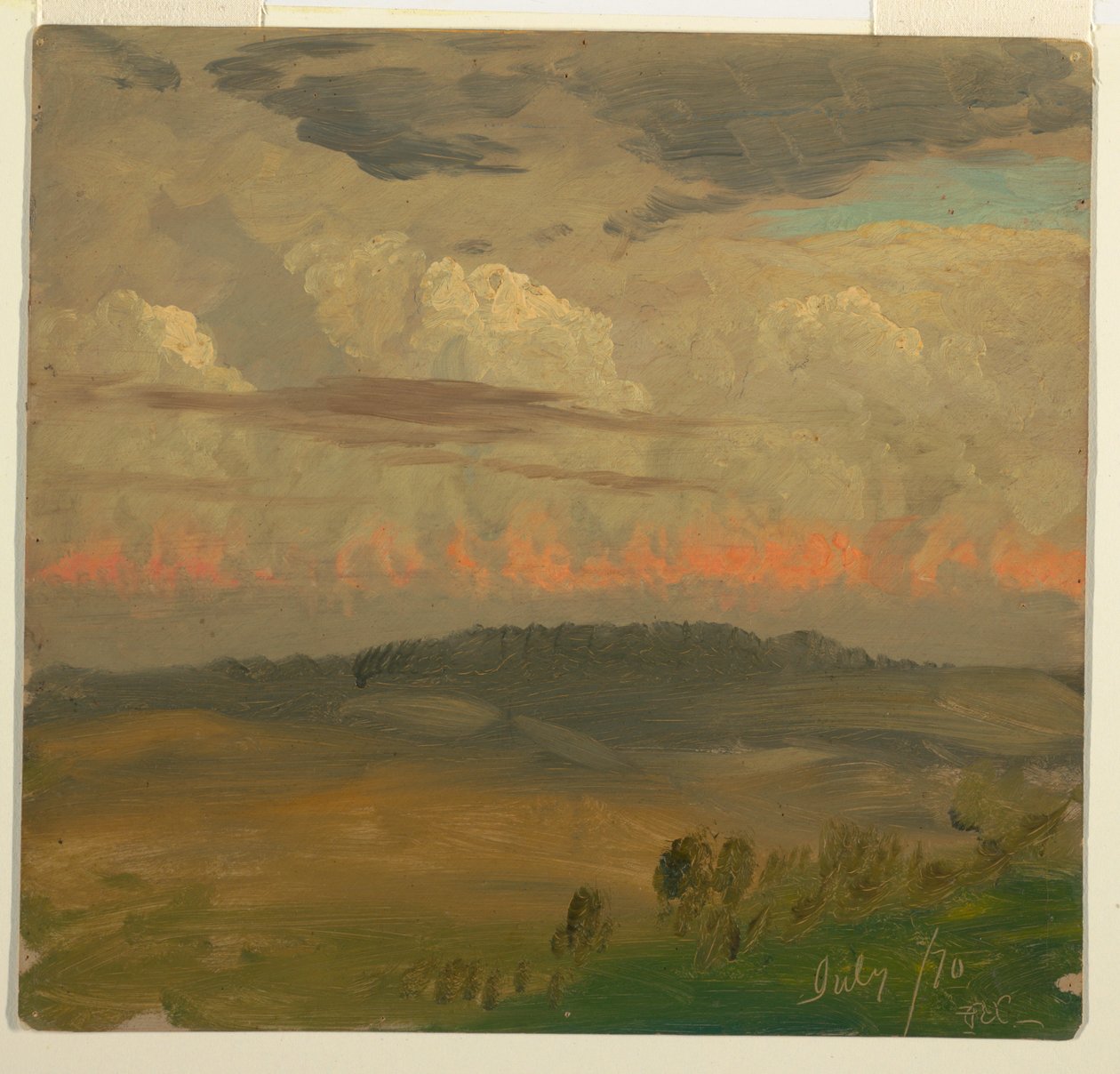 Teckning, Landskap, Hudson Valley, juli 1870 av Frederic Edwin Church