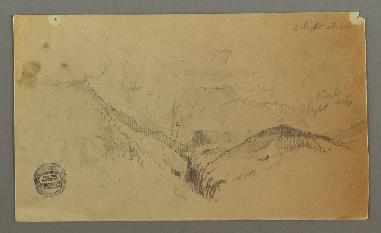 Teckning, Bergsstudie, möjligen 1868 av Frederic Edwin Church