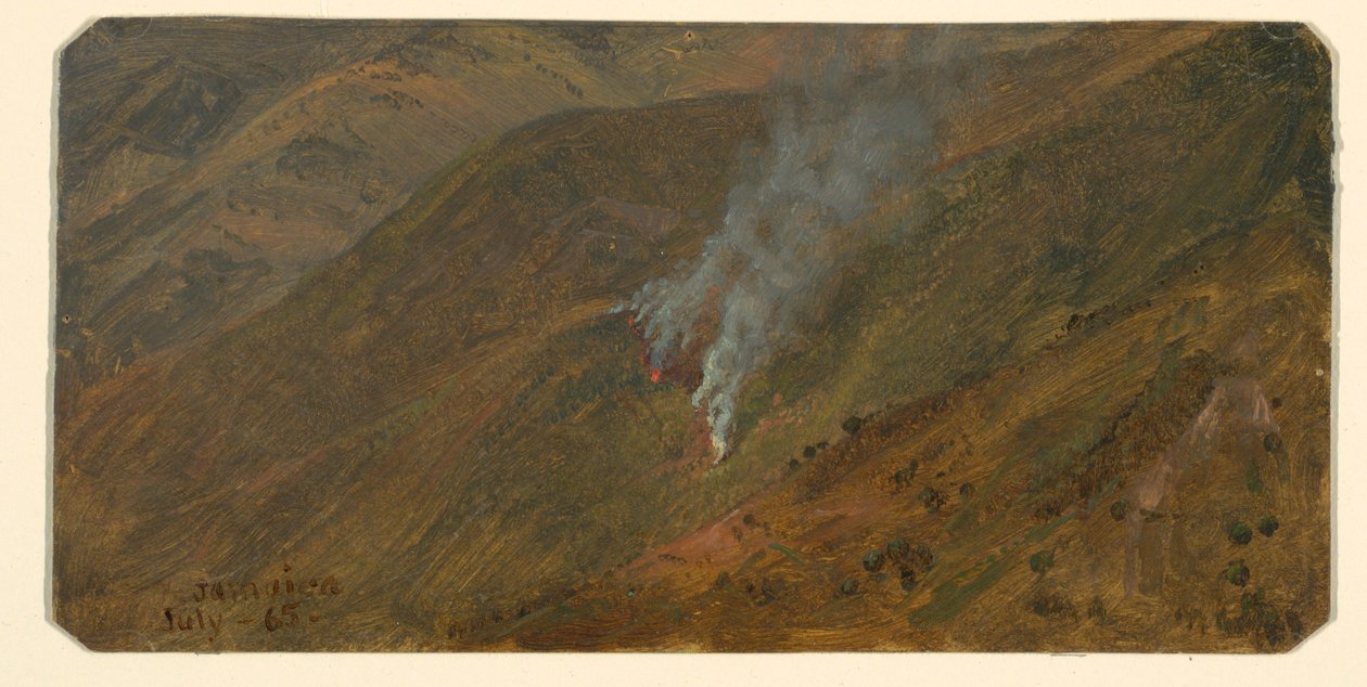 Teckning, Bergssida med eldsflammor, juni 1865 av Frederic Edwin Church
