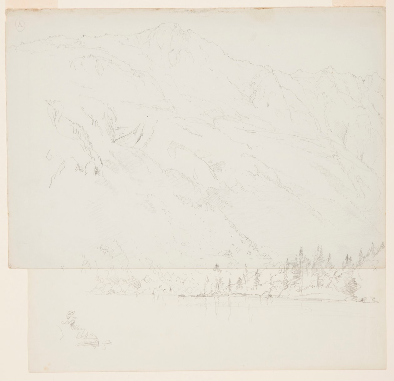 Teckning, Mt. Katadhin, Maine, 1870-78 av Frederic Edwin Church