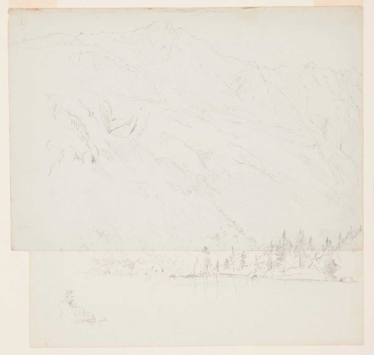 Teckning, Mt. Katahdin, Maine, 1870-78 av Frederic Edwin Church