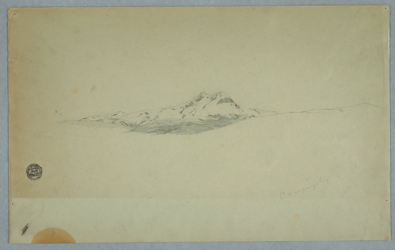 Teckning, snötäckt topp på vulkan, 1850-60 av Frederic Edwin Church