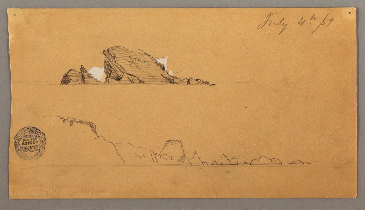 Teckning, Två isberg, 4 juli 1859 av Frederic Edwin Church