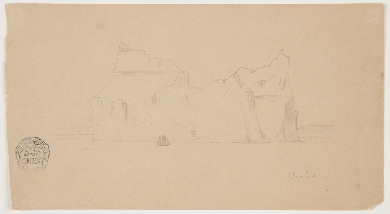 Flytande isberg med segelbåt av Frederic Edwin Church