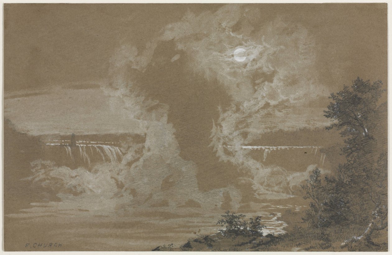 Niagarafallen i månsken av Frederic Edwin Church