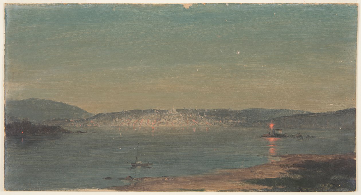 Nattvy över en hamn av Frederic Edwin Church