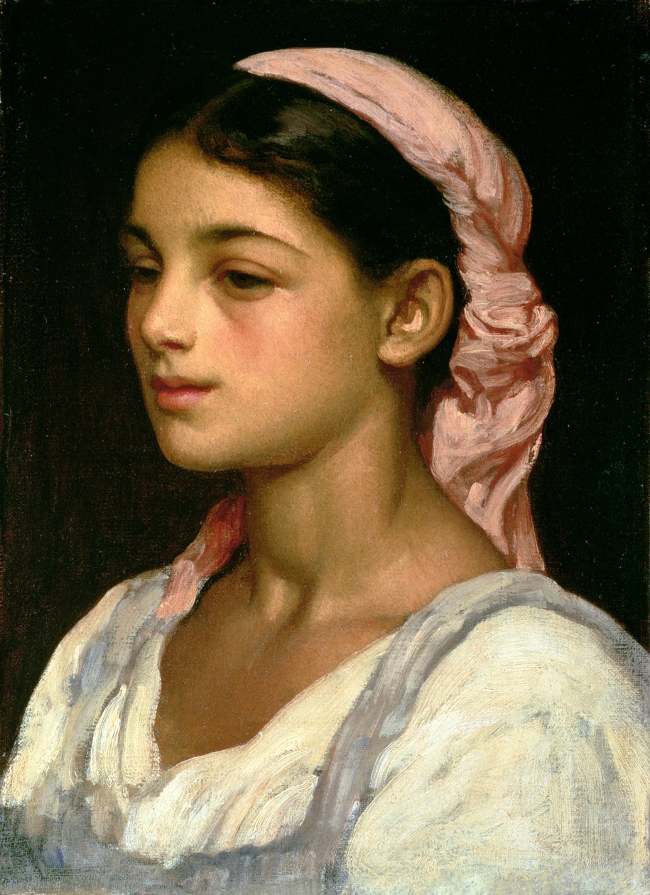 Huvudet på en italiensk flicka av Frederic Leighton