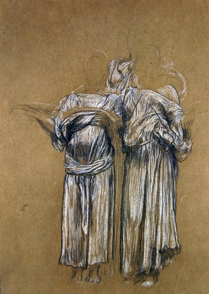 Studera för musik (krita på papper) av Frederic Leighton