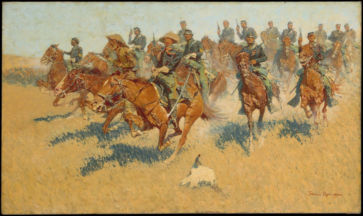 Kavalleriattack på de södra slätterna av Frederic Remington