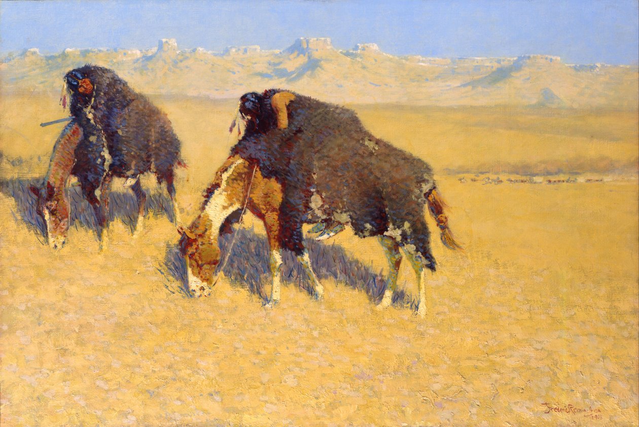 Indianer som simulerar bufflar av Frederic Remington