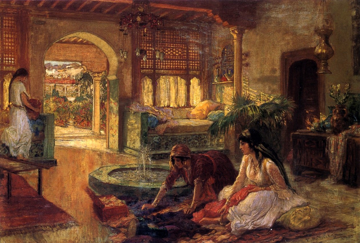 En orientalisk interiör, 1900 av Frederick Arthur Bridgman