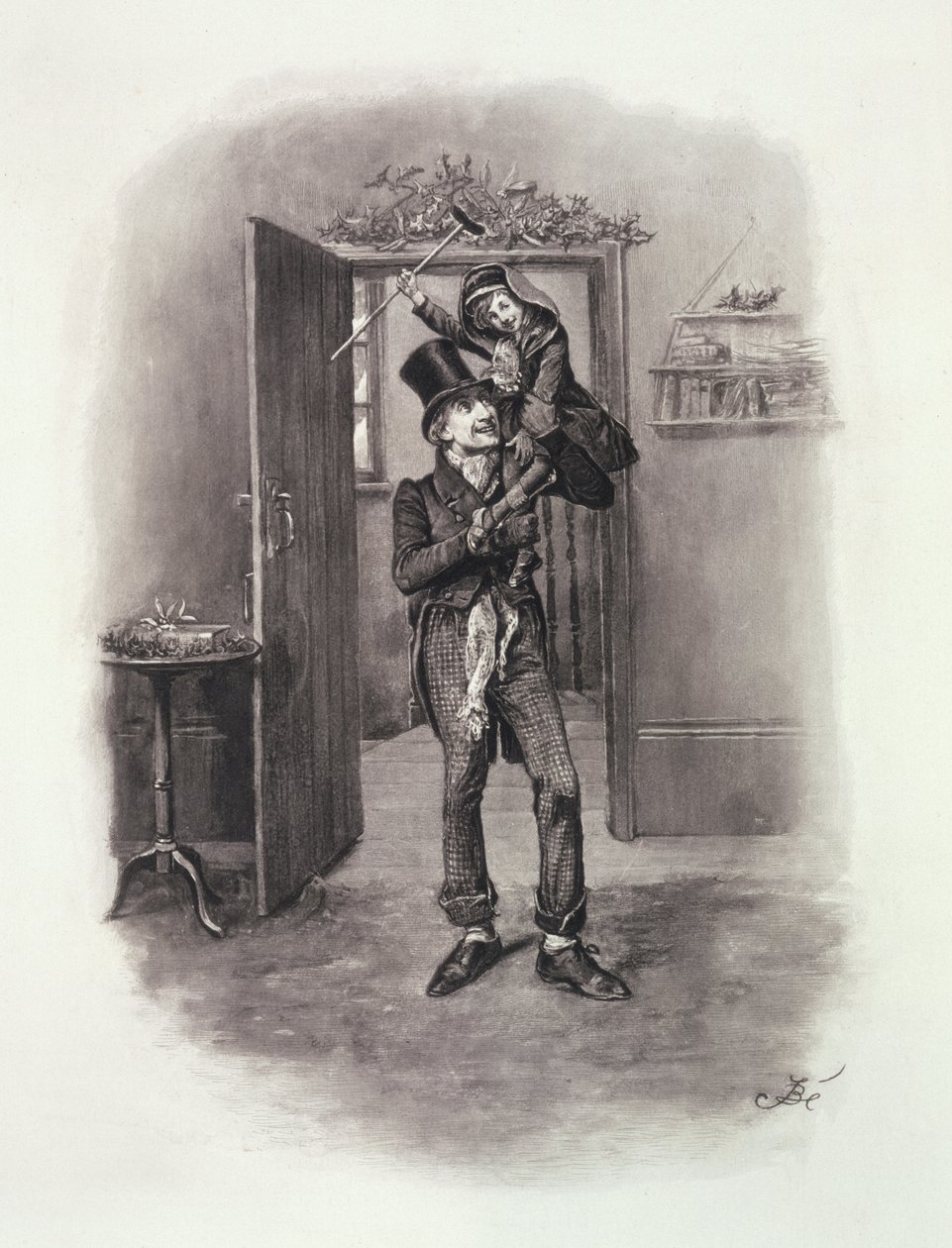 Bob Cratchit och Tiny Tim, från "Charles Dickens: A Gossip about his Life", av Thomas Archer, publicerad ca 1894 av Frederick Barnard
