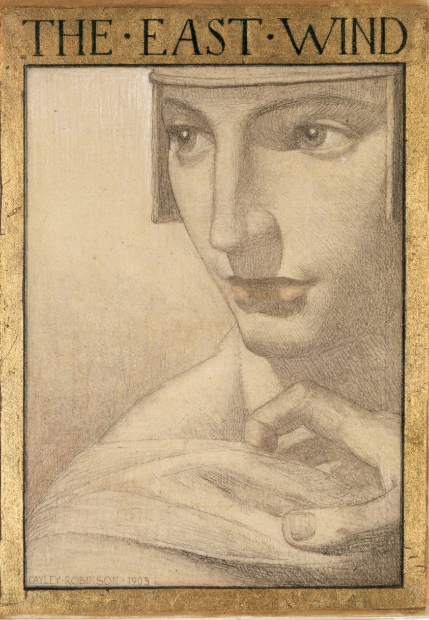 The Four Winds - The East Wind, 1903 (färgade kritor på papper) av Frederick Cayley Robinson