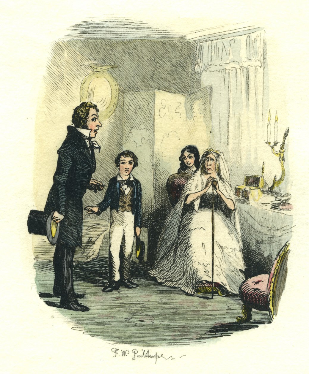 Det här är väldigt [sjukt] liberalt från din sida Pip, Great Expectations, c.1885 (handfärgad etsning) av Frederick W. Pailthorpe