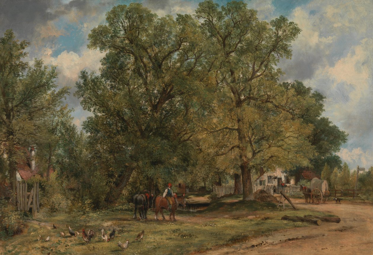 Landskap med stugor av George Frederick Watts