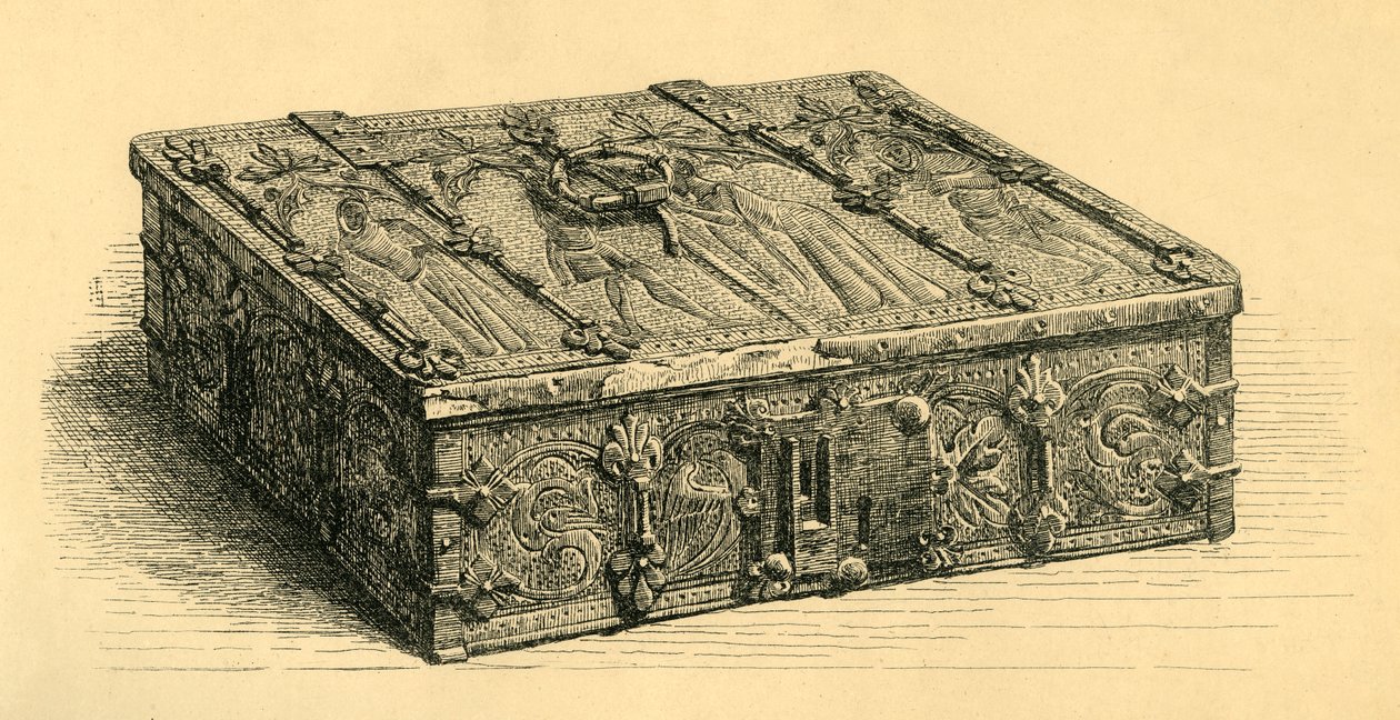 Trä- och läderkista, 1350-1370, 1881. av Frederick Albert Slocombe