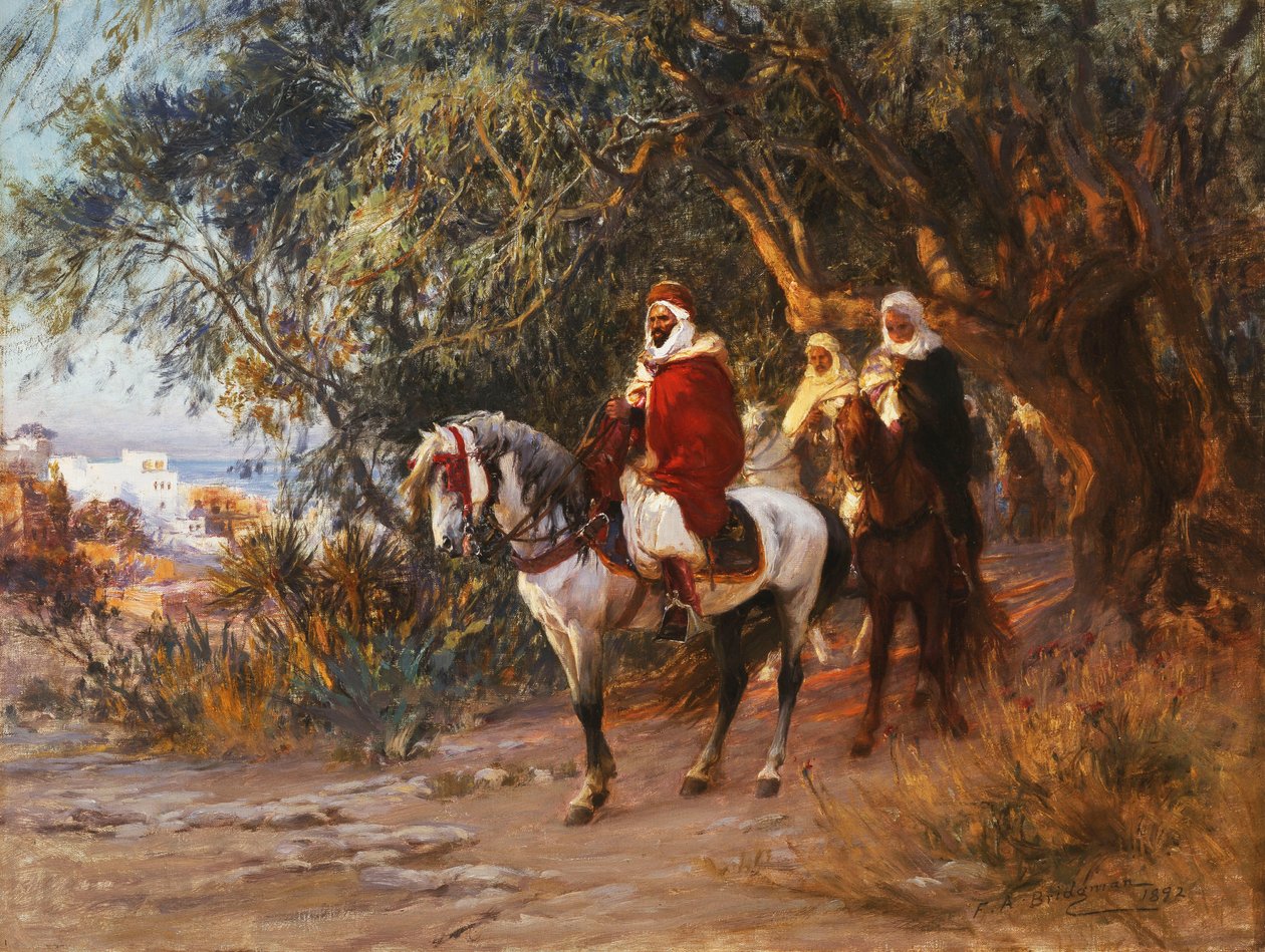 Araber till häst, 1892 av Frederick Arthur Bridgman