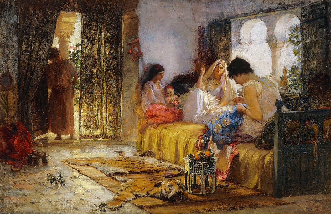 Inhemsk interiörscen, av Frederick Arthur Bridgman