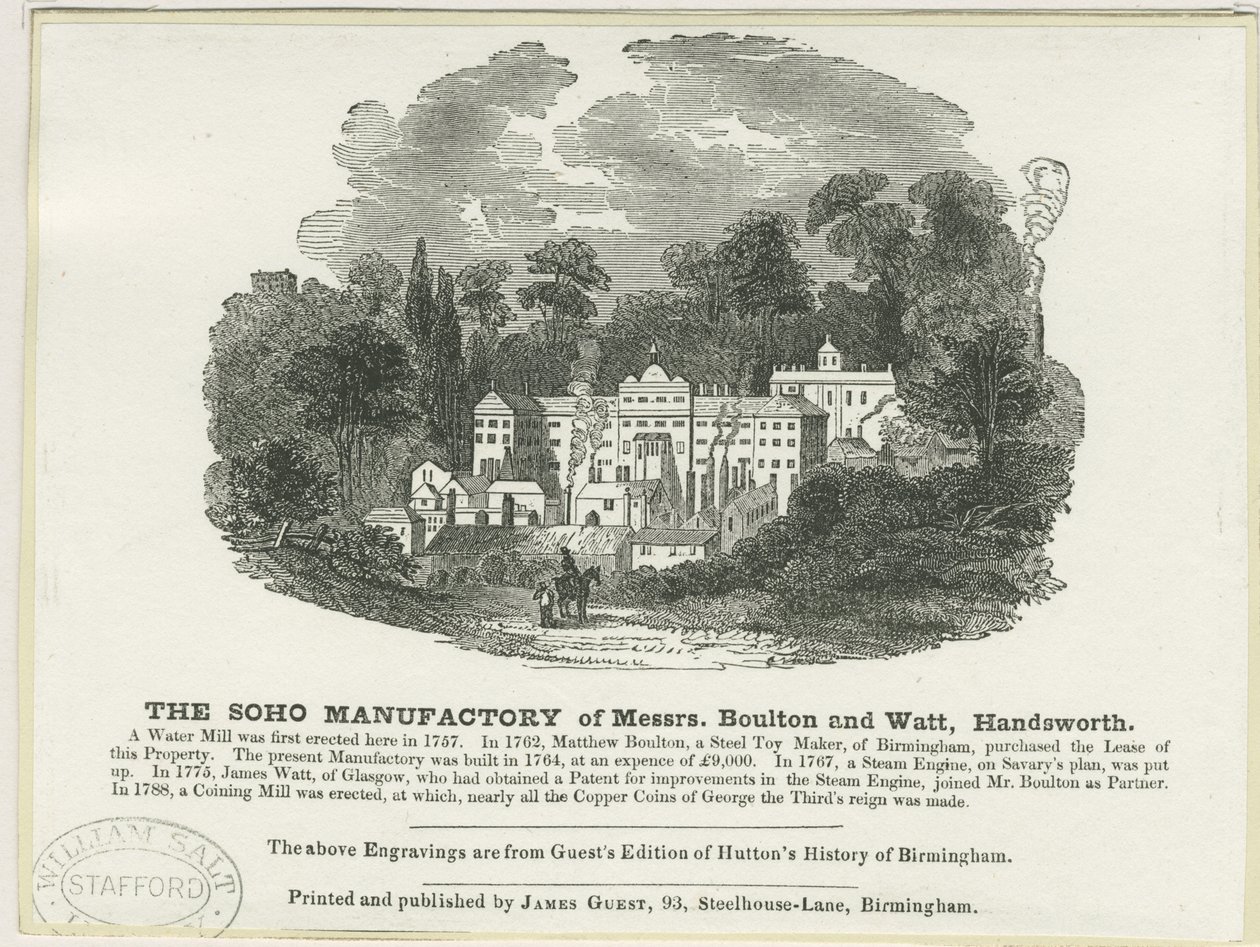 Soho Manufactory: träsnittsgravyr av Frederick Calvert