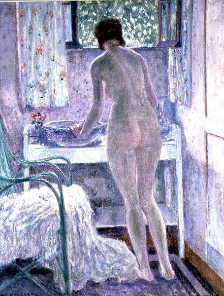 Morgontoalett (olja på duk) av Frederick Carl Frieseke