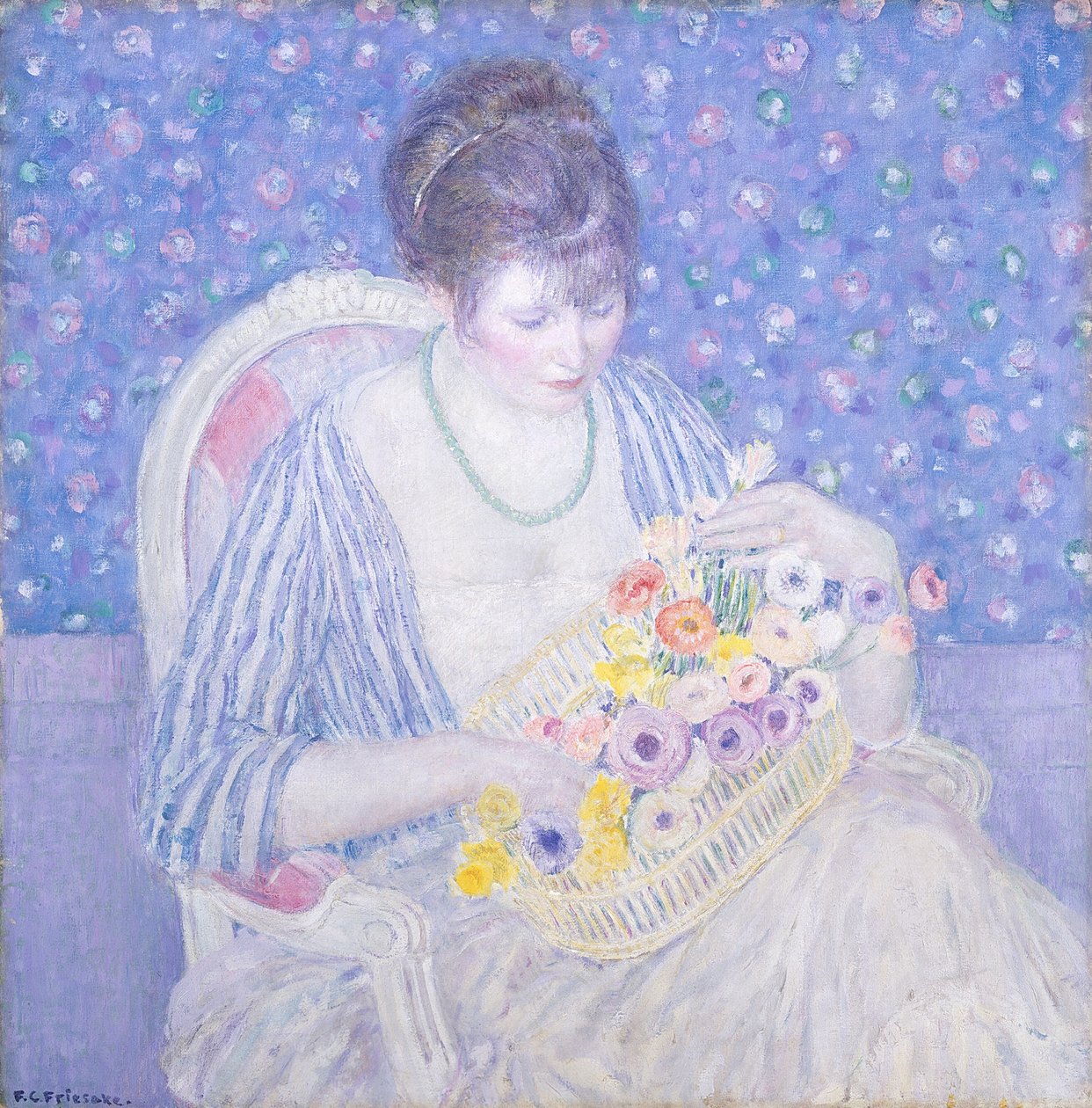 Korgen med blommor av Frederick Carl Frieseke