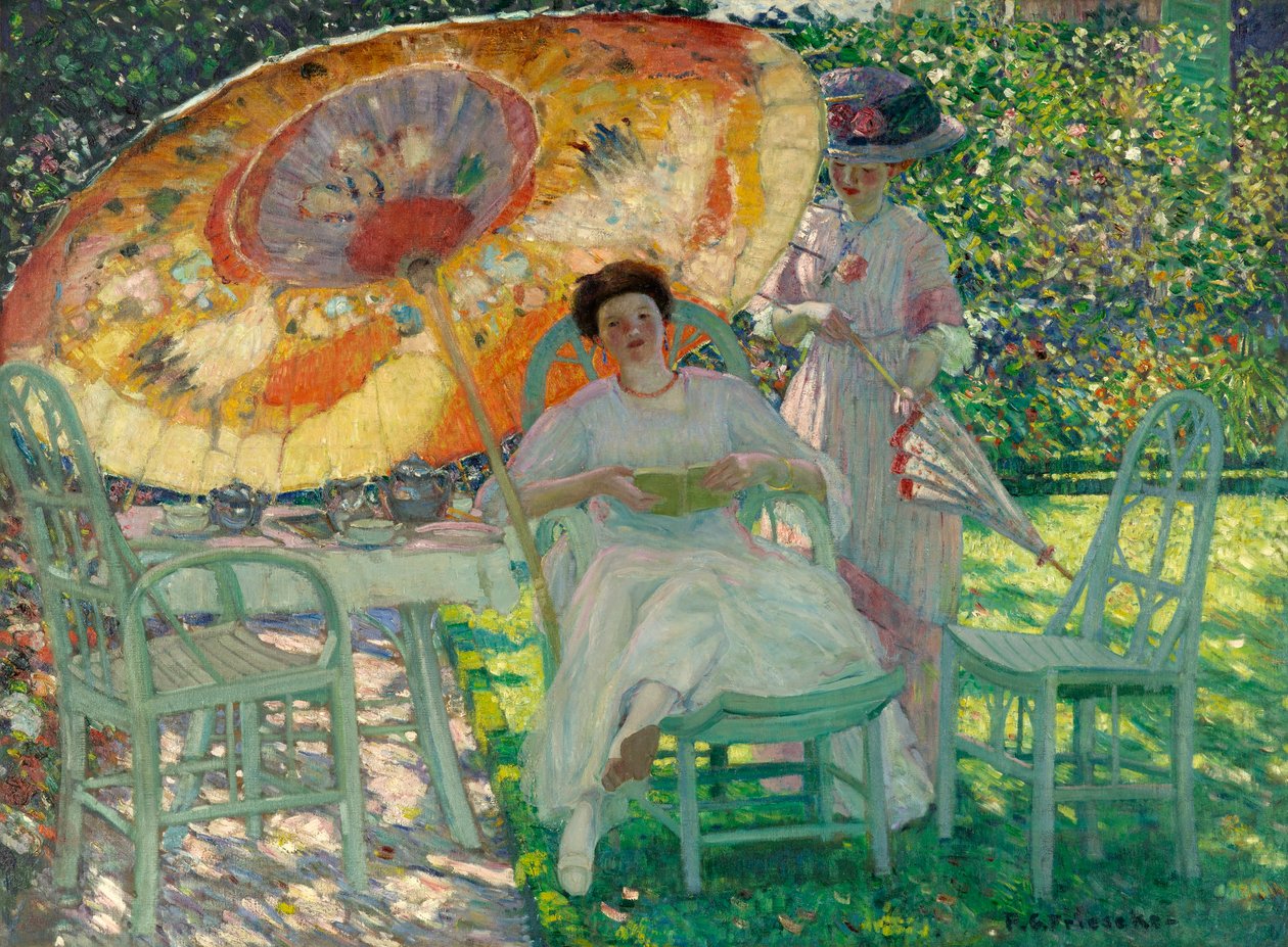 Trädgårdsparasollet, ca 1910 av Frederick Carl Frieseke
