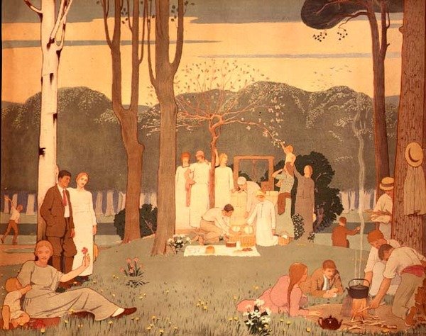 Picknickscen (affisch) av Frederick Cayley Robinson
