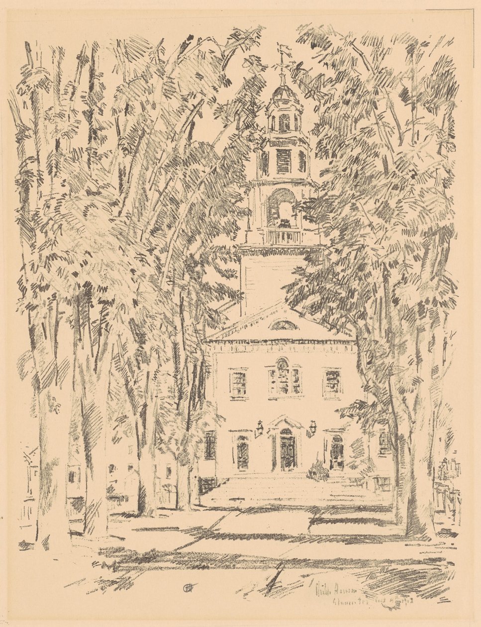 Colonial Church, Gloucester, 1918. av Frederick Childe Hassam