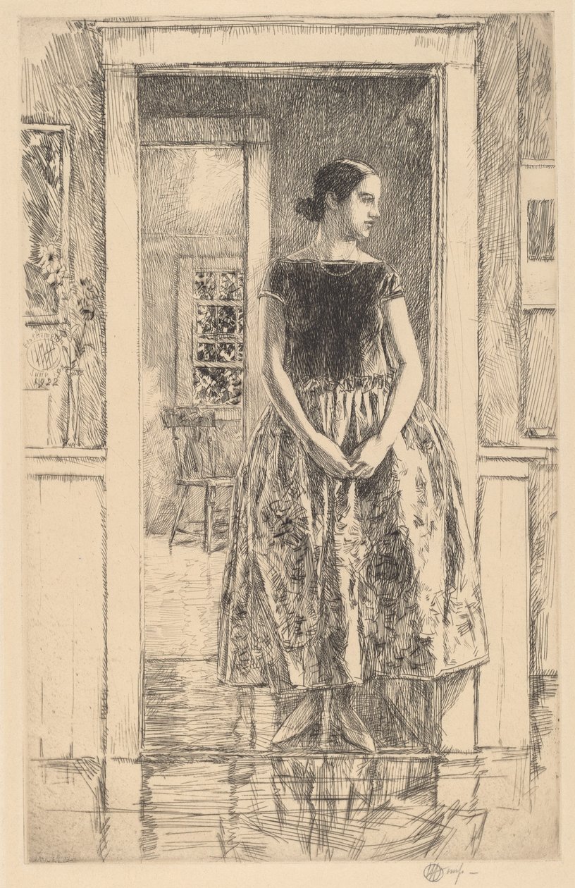 Flicka i en modern klänning, 1922. av Frederick Childe Hassam